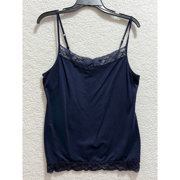 APT Essentials Tops - APT Essentials Navy Blue Lace Trim Spaghetti Strap Cami Tank Top‎ XL